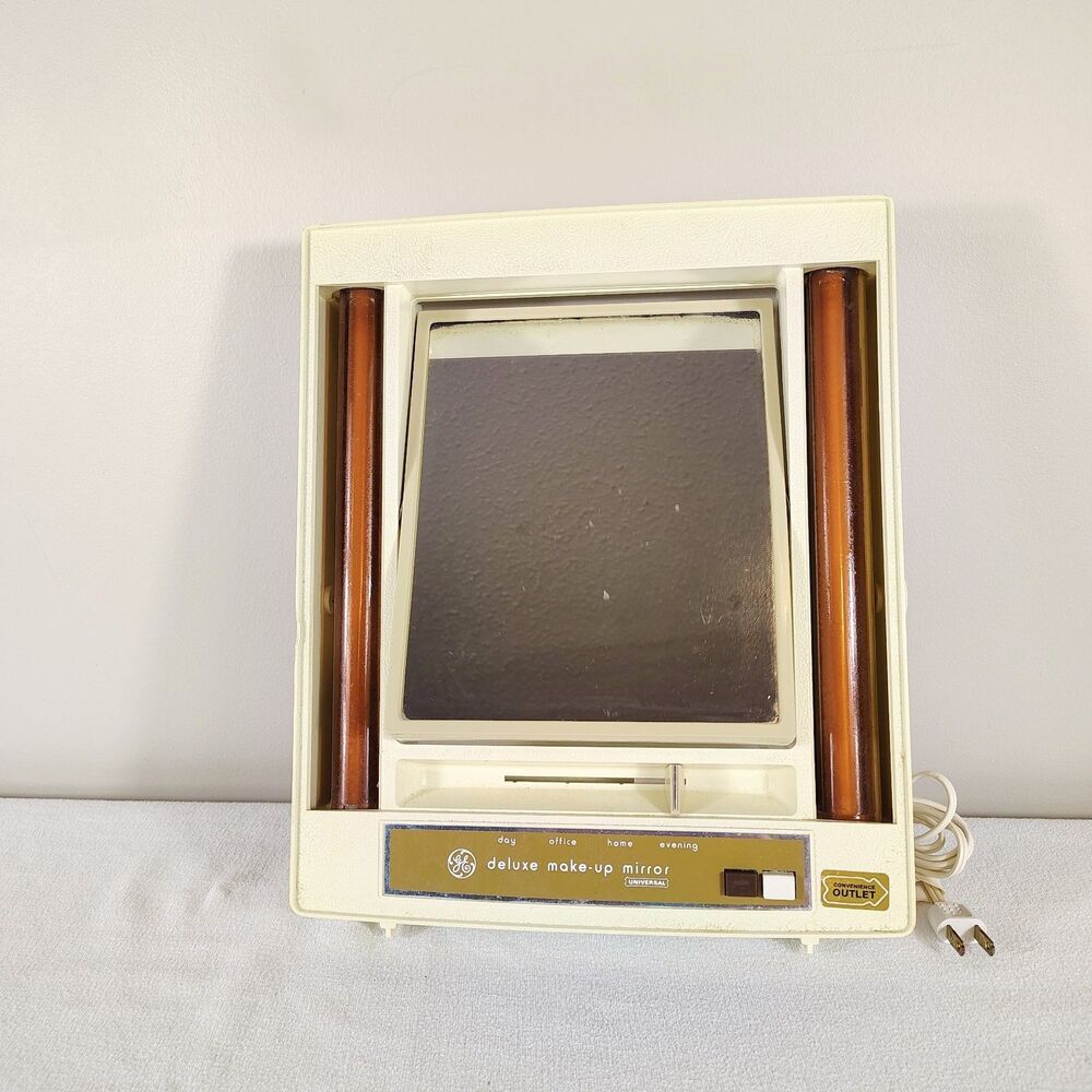 Vintage GE Lighted Makeup Mirror B21M-1 Double Sided Vanity Mirror 13x11 Working
